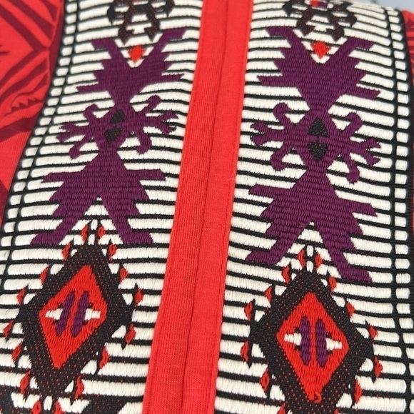 Soft Surroundings Kalahari Red Aztec Embroidered Long Sleeve Tunic Top- Size S - Picture 4 of 8